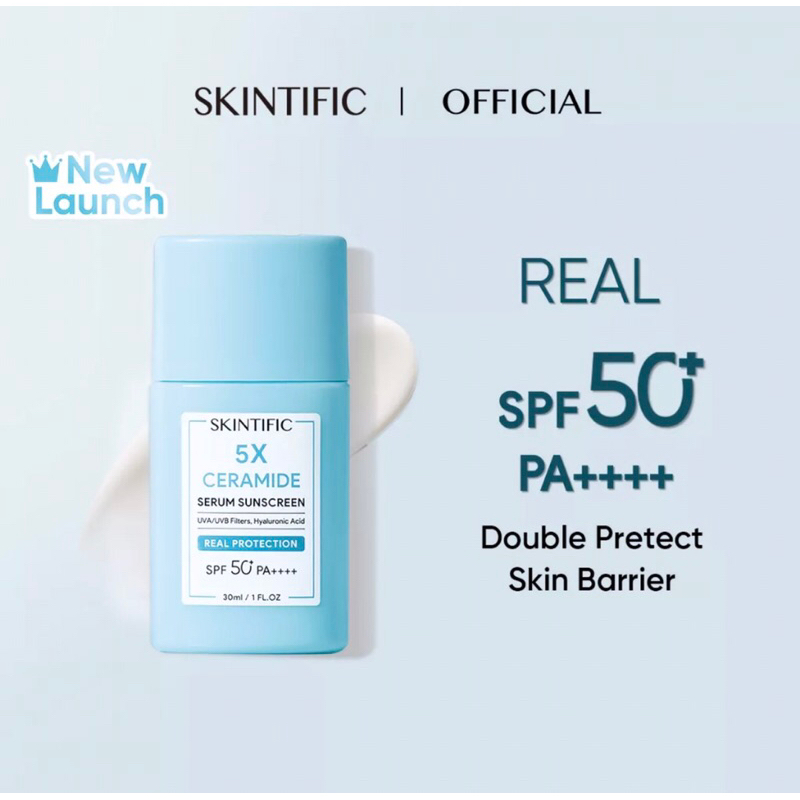 SKINTIFIC Sunscreen 5X Ceramide Serum Sunscreen Stick SPF50 PA++++ Skincare Sunblock 30ml Untuk Skin Barrier Protect Rusak Kulit Berminyak Berjerawat Sensitif Sunblok Gel Wajah Stik Scintific