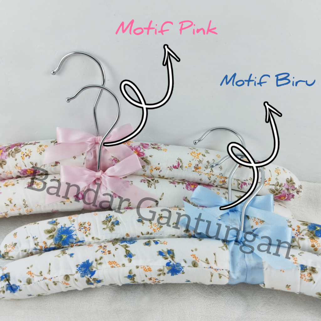 Hanger polos/motif Premium Gantungan Baju Busa Satin Hanger Shabby Chic Display Gantungan Pakaian-BH