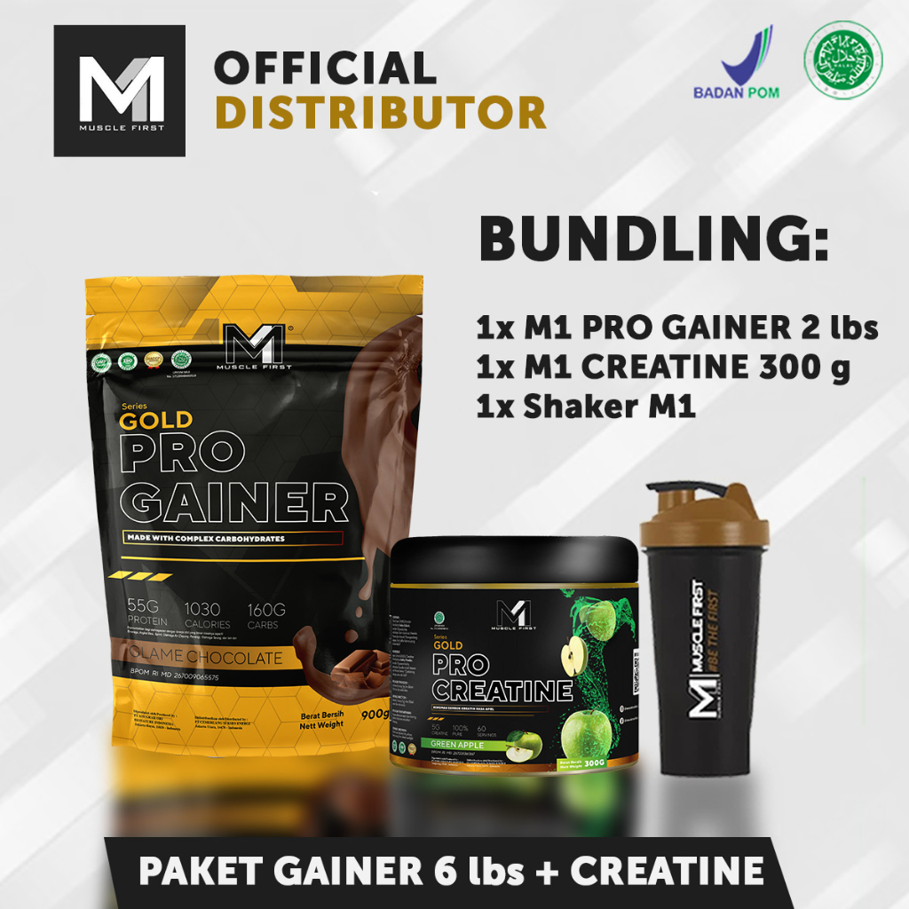 Muscle First M1 Pro Gainer 2 lbs + Pro Creatine 300 gram Paket Bulking Penambah Berat Badan Massa Otot