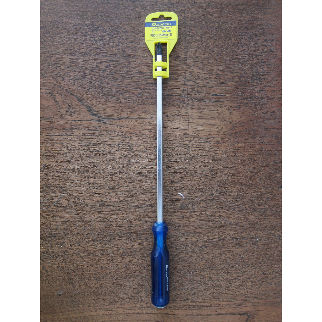 Lakoni Pro / Jetjo Tools Obeng Tembus Go-Thru Blue Handle Plus (+) Minus (-) x 250MM