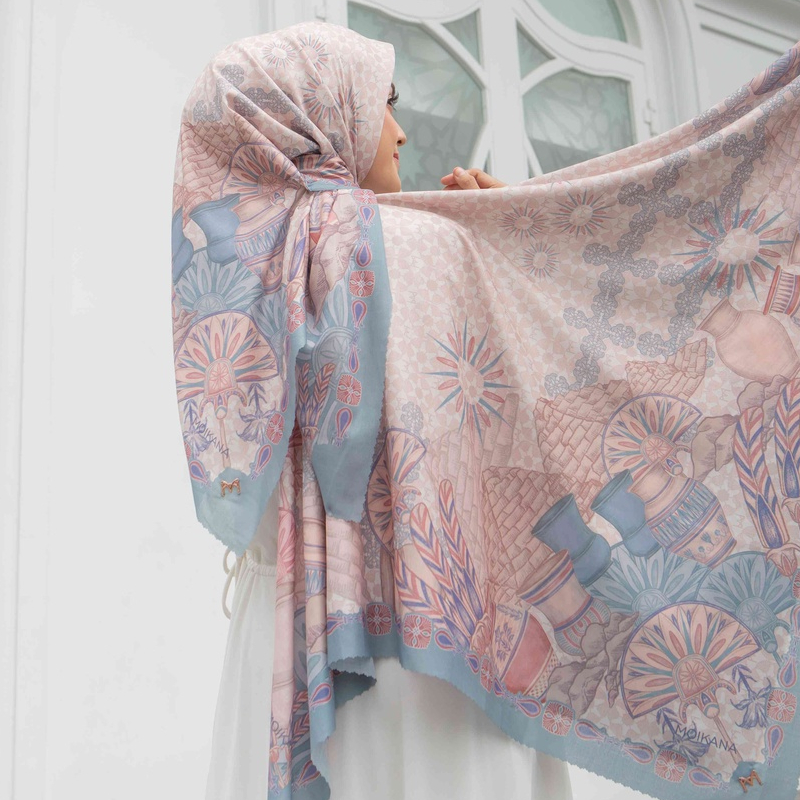 EGYPTIAN TREASURES - MALACHITE TOSCA - VOILE SQUARE / PRINTING SCARF / PRINTING HIJAB / VOAL PRINTIN