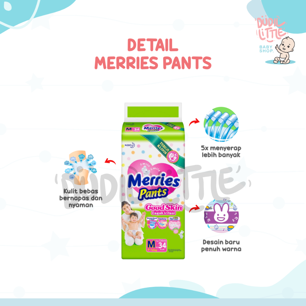 Merries Pants Good Skin M34 L30 XL26 Menyerap lebih cepat dan banyak