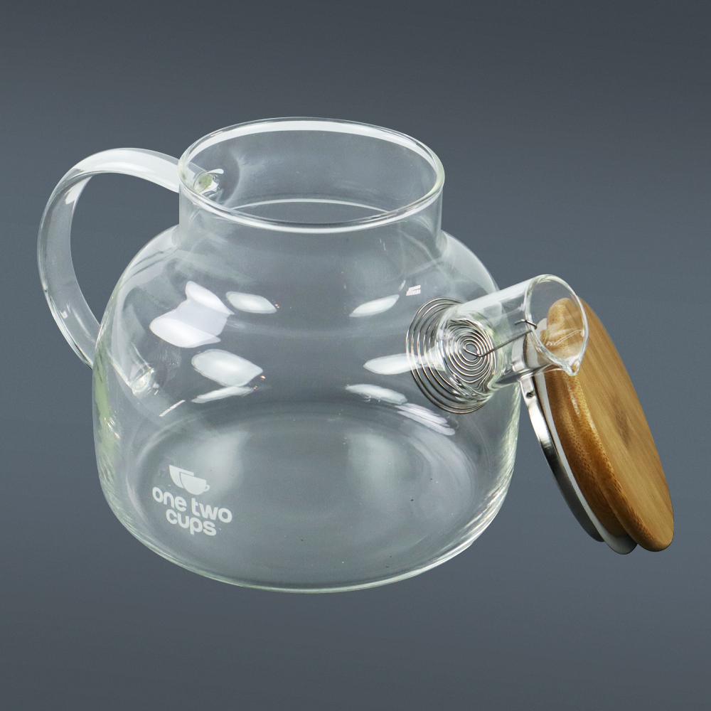 One Two Cups Teko Pitcher Teh Chinese Teapot Maker Borosilicate Glass 1L - BR-384 - Transparent