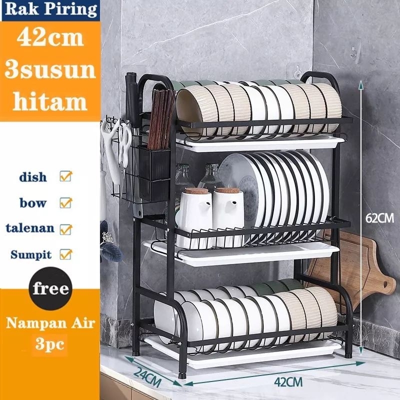 MH80RAK PIRING DAPUR STAINLESS STEEL RAK PENYIMPANAN PIRING/RAK PENGERING RAK MANGKOK PIRING/RAK CUCI PIRING WASTAFEL RAK PIRING STAINLESS RAK DAPUR BEST