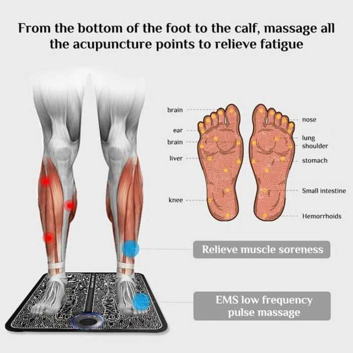 EMS PAD FOOT MASSAGER ALAT PIJAT TERAPI TELAPAK KAKI ELEKTRIK PORTABLE 8 MODE 19 LEVEL AKUPUNKTUR PENGISIAN MENINGKATKAN SIRKULASI DARAH MEREDAKAN RASA LELAH PEGAL NYERI