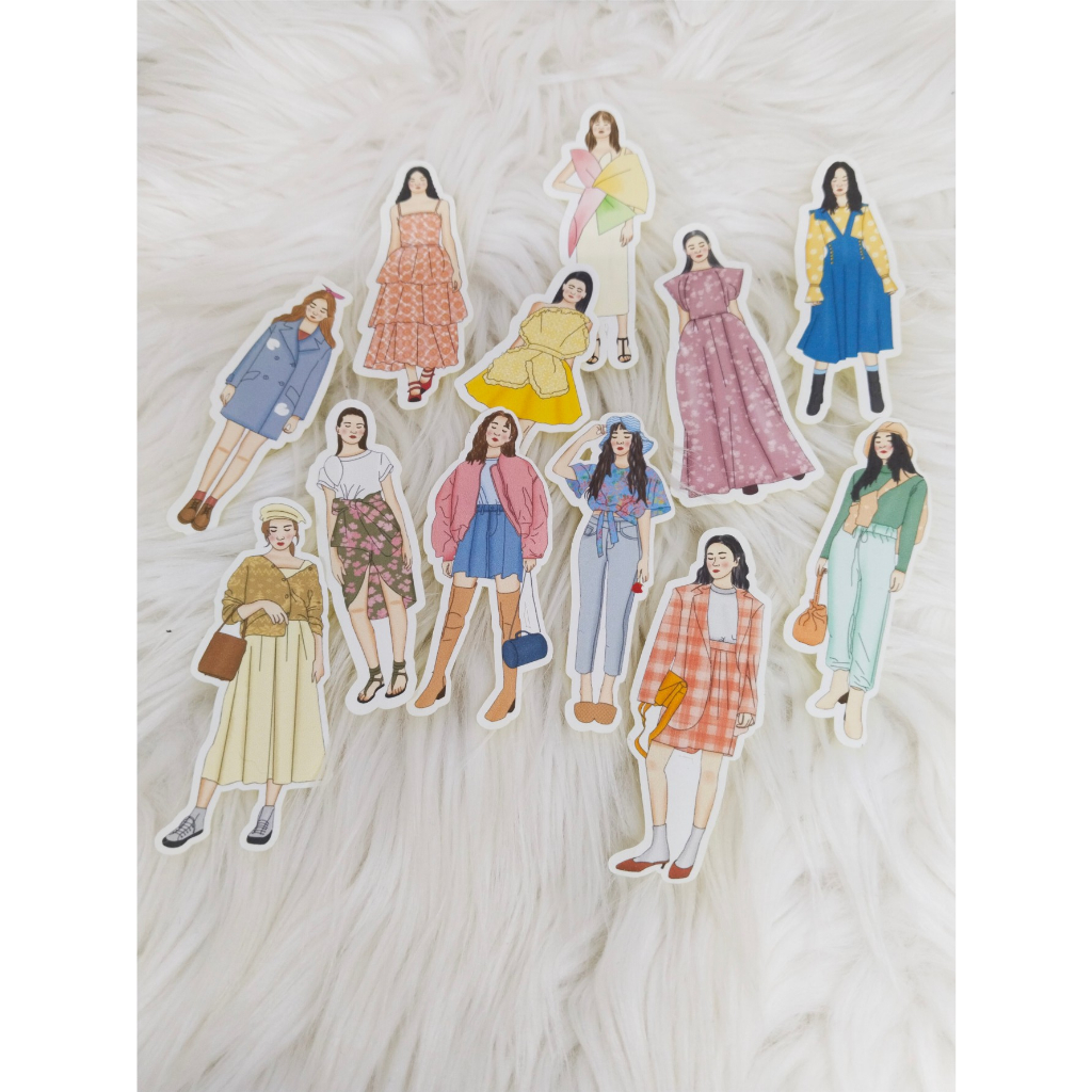 

ZIBA-A013 12pcs Die cut Stiker Fashion-Woman #2 untuk journal/scrapbook