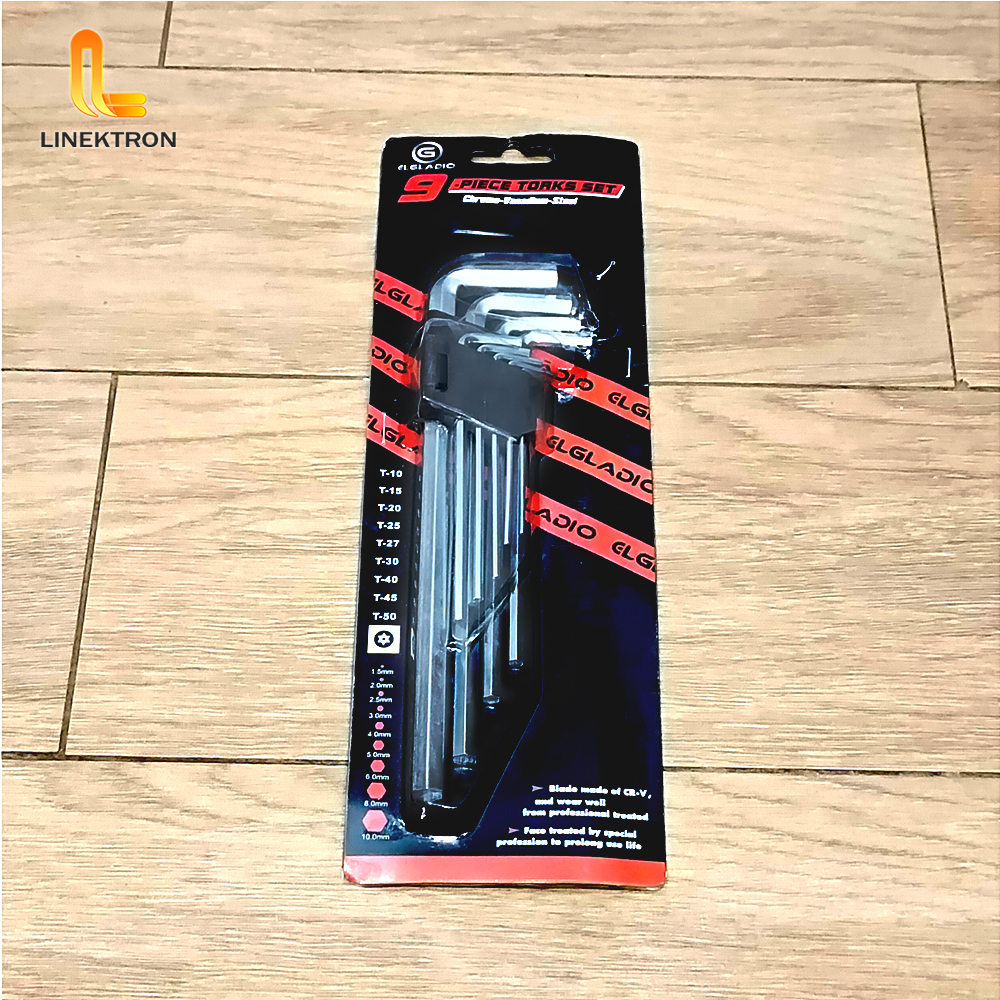 KUNCI L / HEX KEY LONG SET PANJANG YAHOMURA 9 PCS ( 1,5 MM - 10 MM )