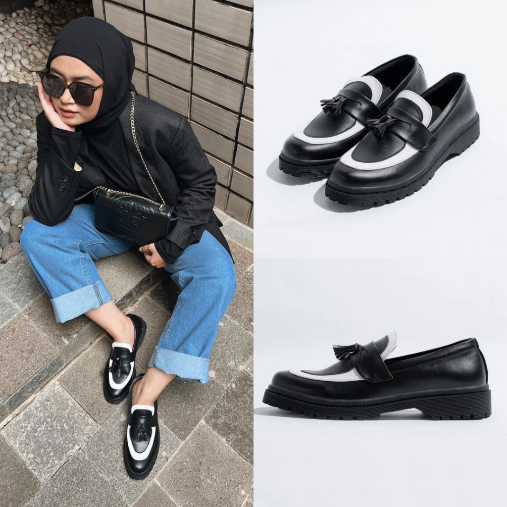 Sepatu Loafers Wanita Kulit Casual Santai Kuliah Kerja Loafer Women Original - Rifana