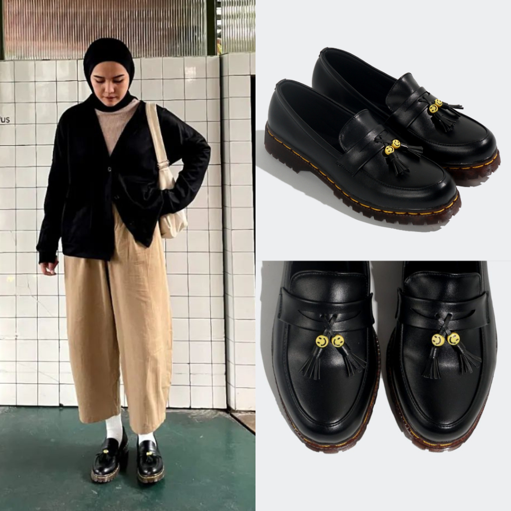 Sepatu Wanita Loafers Casual Kulit Smile Style Santai Loafer Original - Silva Black