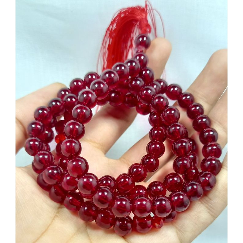 TASBIH BATU MERAH SIAM ISI 99 BUTIR ASLI SIAP PAKAI