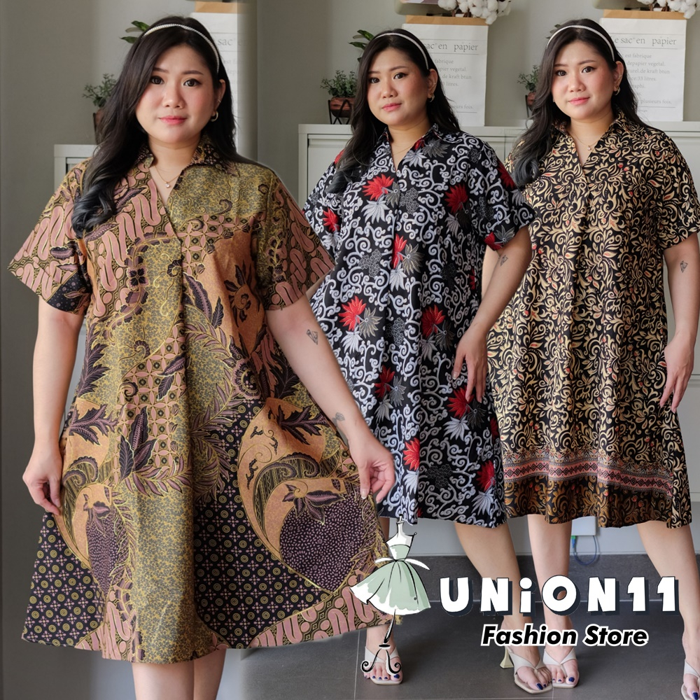 UNION11 - DRESS BATIK JUMBO WANITA / DRESS JUMBO WANITA LD 126 / BAJU JUMBO WANITA / BAJU KERJA WANITA BIGSIZE / DRESS JUMBO WANITA / DRESS JUMBO XXXL WANITA