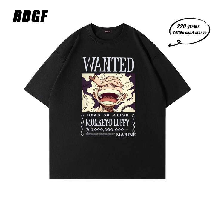 RDGF Oversized Washed T-shirt One Piece Luffy vintage t-shirt Hitam/A0672