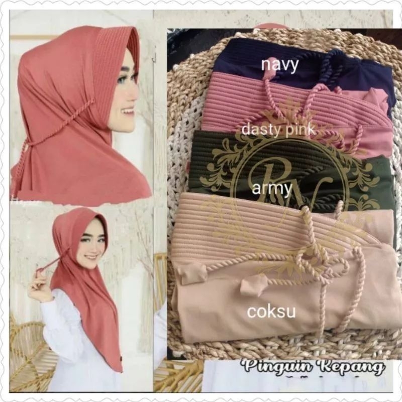 jilbab tali ulir/hijab instan/hijab ropel/hijab tali kepang/Jersey premium