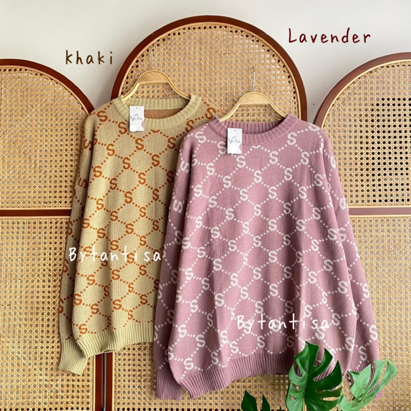 Bytantisa - Sweater Rajut Oversize Syakila Motif S