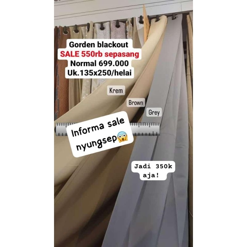 INFORMA Gorden Blackout Polos isi 2 lembar uk. 140x250cm per lembar