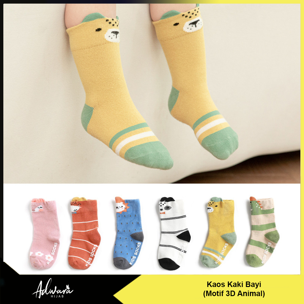 Kaos Kaki Bayi Anti Selip Motif Animal Cute Panjang Sebetis Anak Kualitas Import