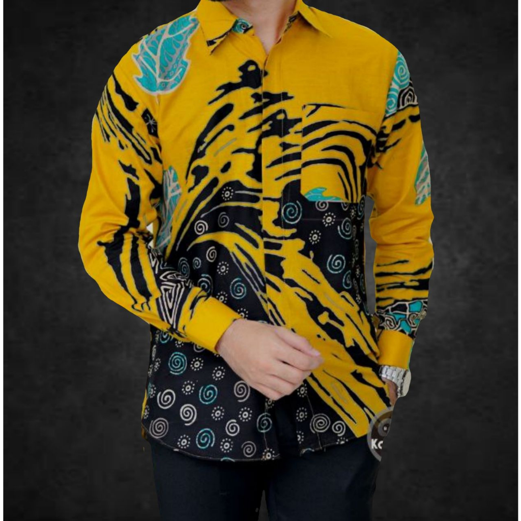 BSWART Batik HRB026 kenongo hem pendek anjani biru Pekalongan M L XL Batik Pria MURAH Modern Grosir