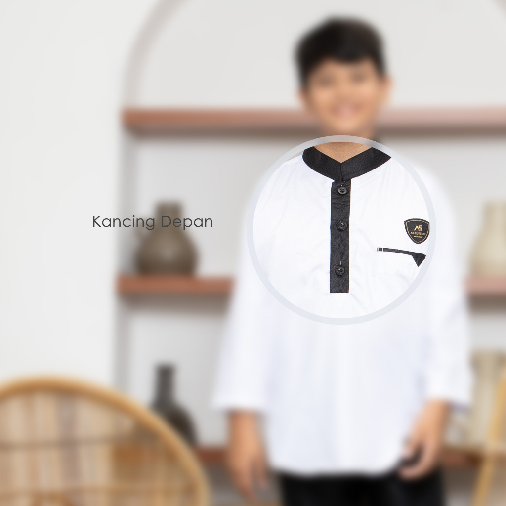 Setelan Baju Koko Anak Hitam Putih 1-14 Tahun Ahsan Series Original Assuffah