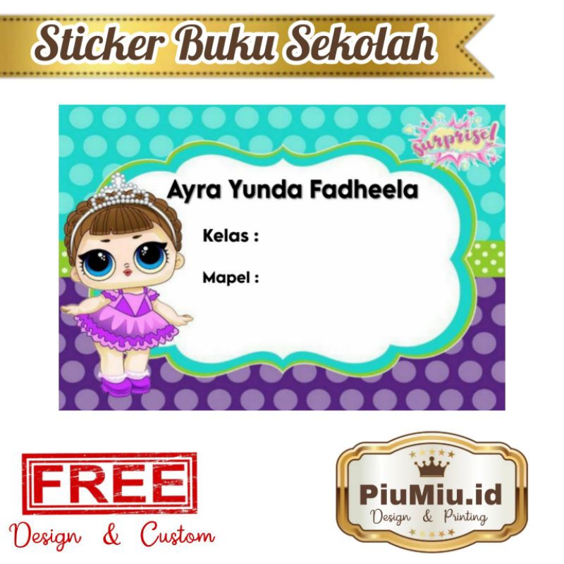 

(ISI 50 PCS) STICKER BUKU SEKOLAH MOTIF LOL SURPRISE