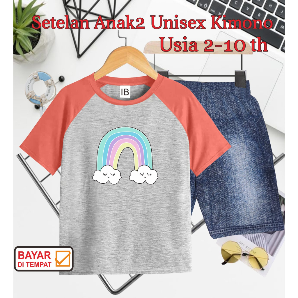 ((IB))SETELAN ANAK2 UNISEX KIMONO/RAINBOW DIGITAL SABLON