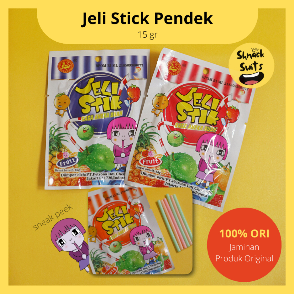 

PERMEN JELI SEDOTAN / JELI SEDOTAN PENDEK RASA ANEKA BUAH (SATUAN)