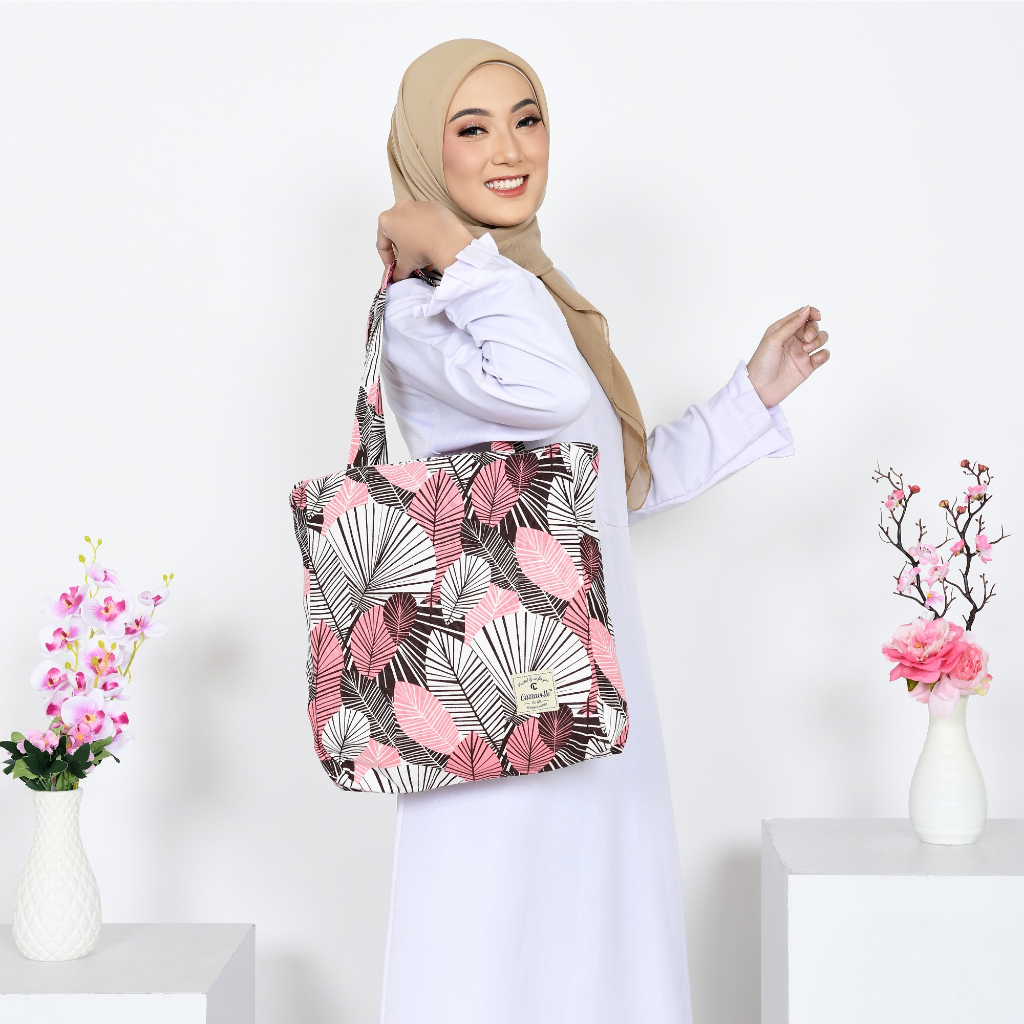 ToteBag Resleting Wanita bahan kanvas Sueding Polos dan Canvas motif aesthetic model Korea style  bisa custom sablon untuk tas seminar kuliah tas belanja gift souvenir dll