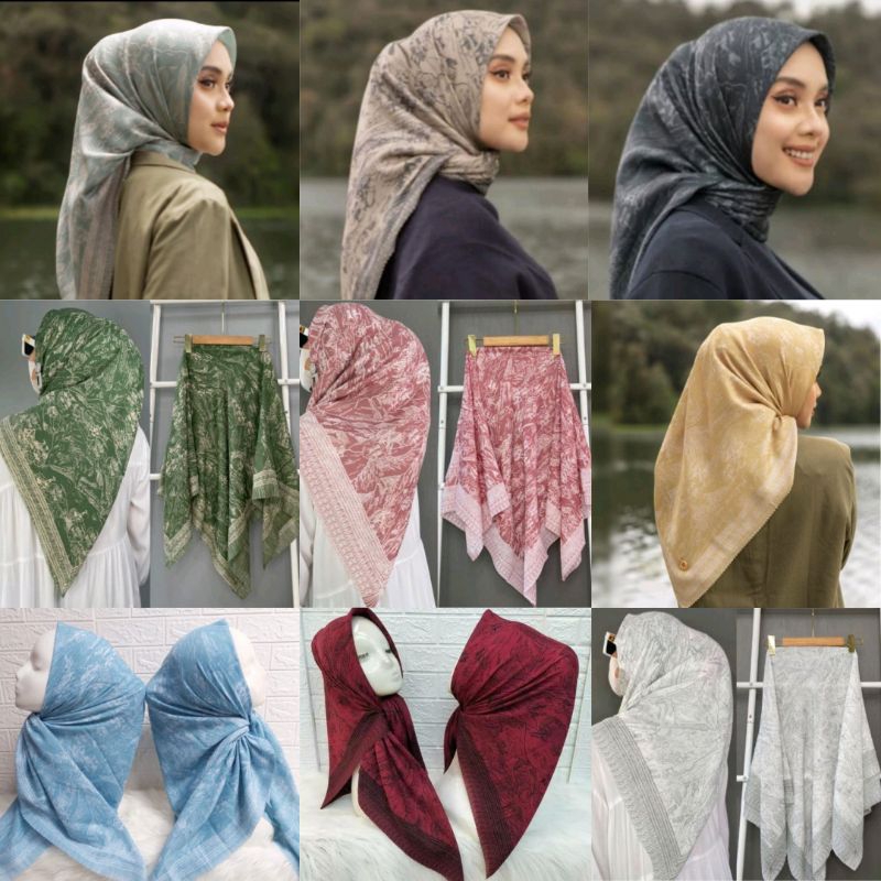 (COD) Hijab Segi Empat Voal Premium Motif Panorama Series Laser Cut