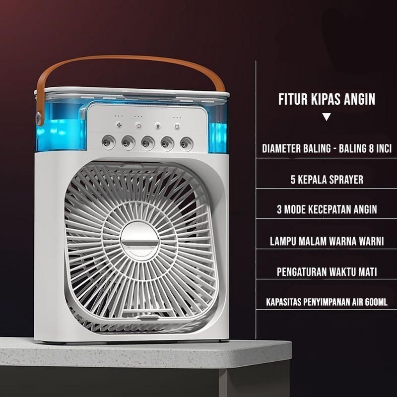 Kipas Pendingin AC Mini Portable Air Cooler Ruangan Dan Mobil Fan Kipas Mini V3 600ML