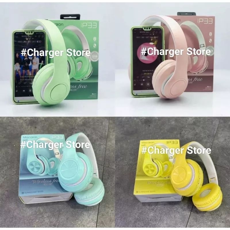 Headphone Bluetooth Macaron KT-49 P33 P47M Headset Wireless Bando Stereo SUPER BASS