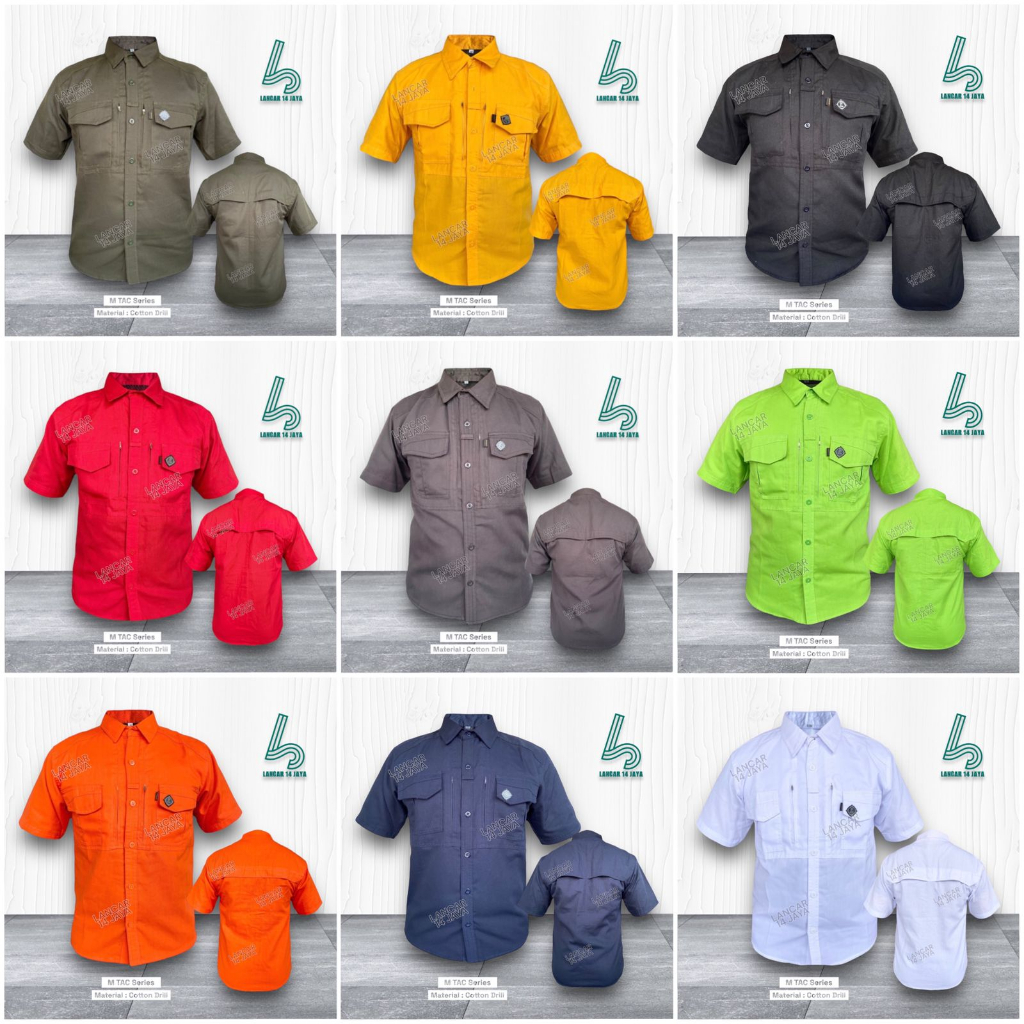 Kemeja PDL Model M-tac / Kemeja Tactical / PDH Lengan Pendek / Kemeja Lapangan Lengan Pendek Pria Size M-XXL