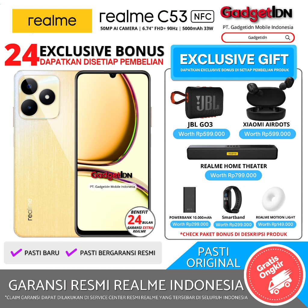 REALME C53 NFC 12/128GB (6GB + 6GB EXTENDED RAM) GARANSI RESMI REALME
