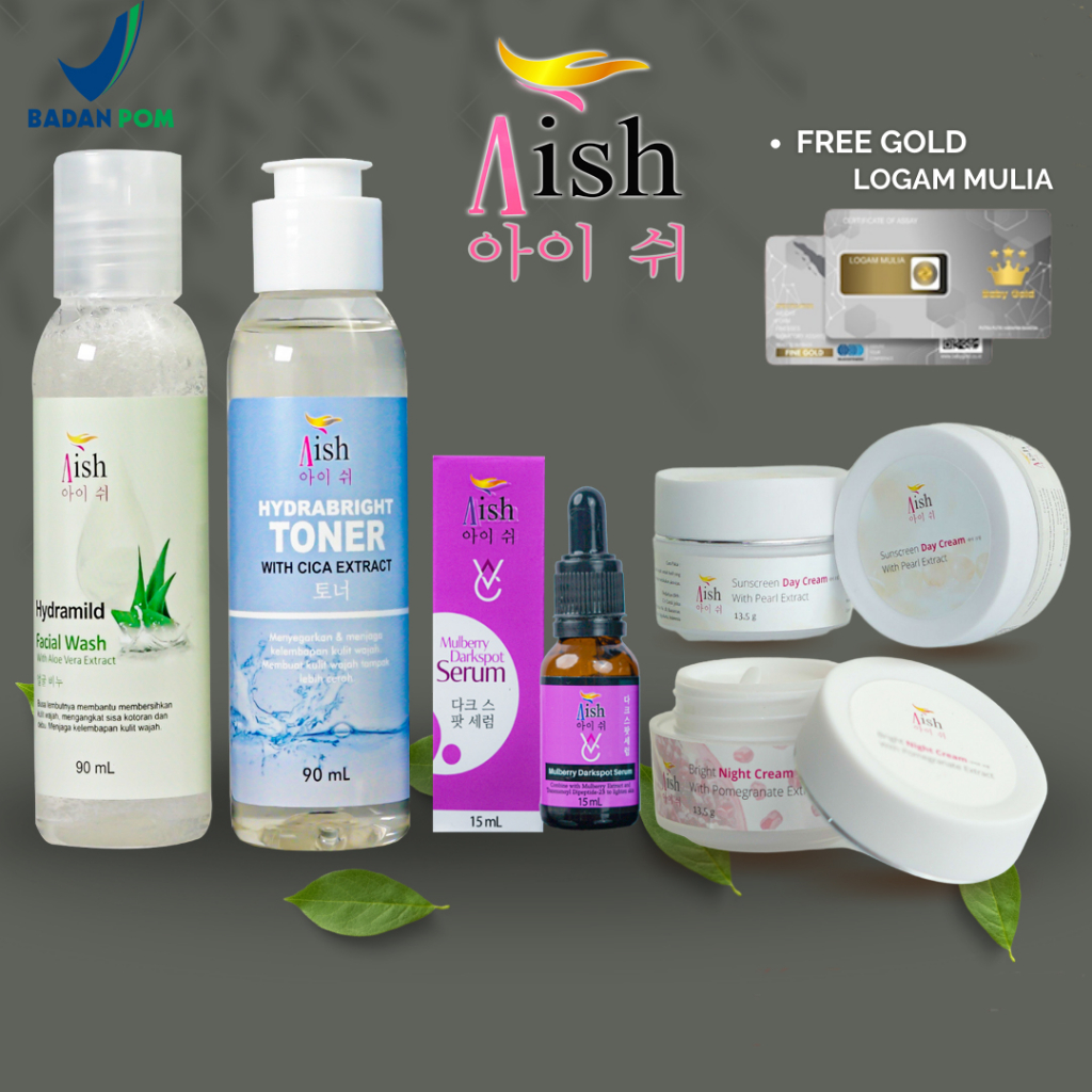 AISH scincare  wajah aman bpom 1 paket glowing,  facial wash ,toner , dark spot serum ,day cream ,ni