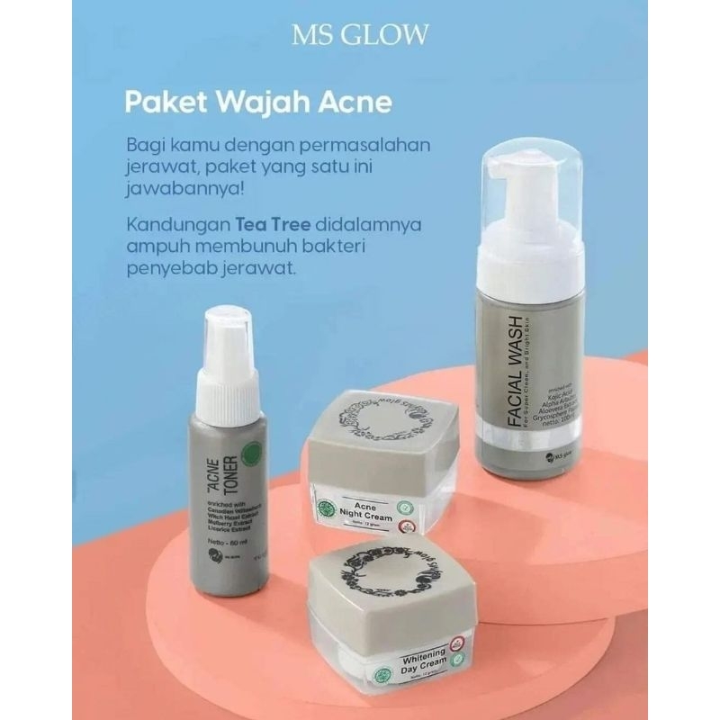 Paket Wajah MS GLOW / Paket Whitening/ Paket Ultimate / Paket Acne / Paket Luminous/ Paket White Cell MS GLOW