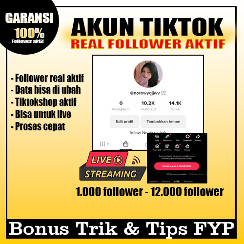 AKUN TIKTOK FOLLOWERS AKTIF REAL INDO