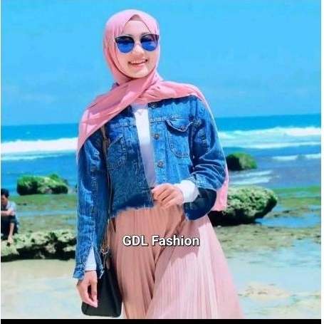 Jaket Jeans Wanita Vintage - Jacket Crop Denim Oversize