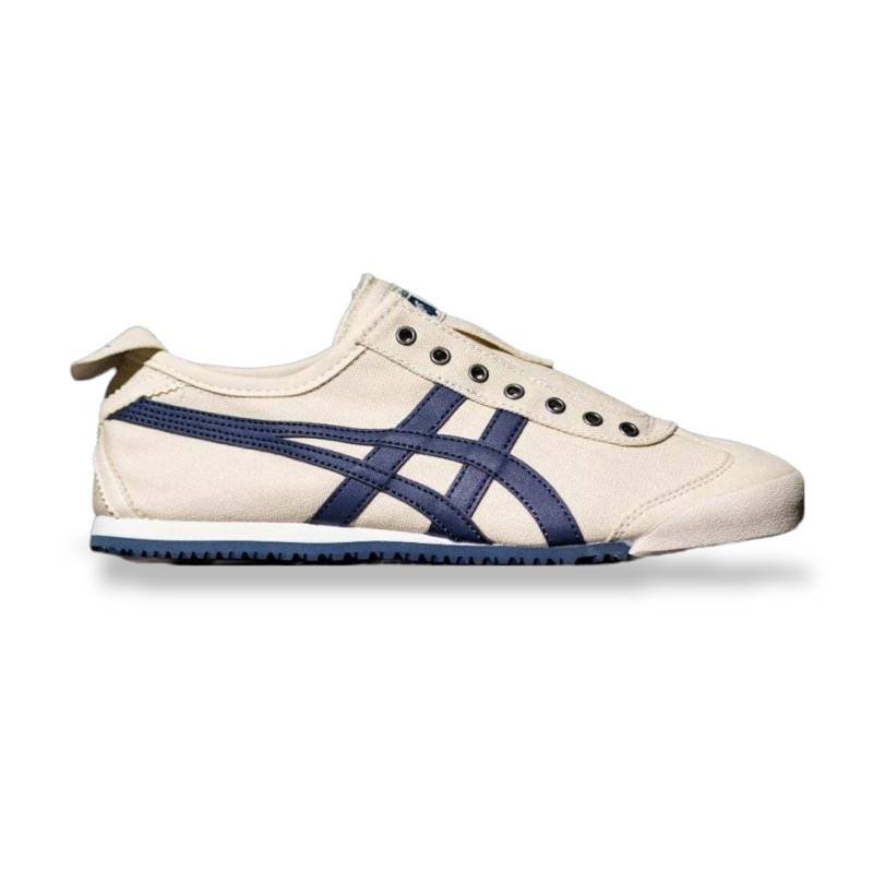 Sepatu Slip On Tanpa Tali Cream Navy Made In Vietnam BNIB