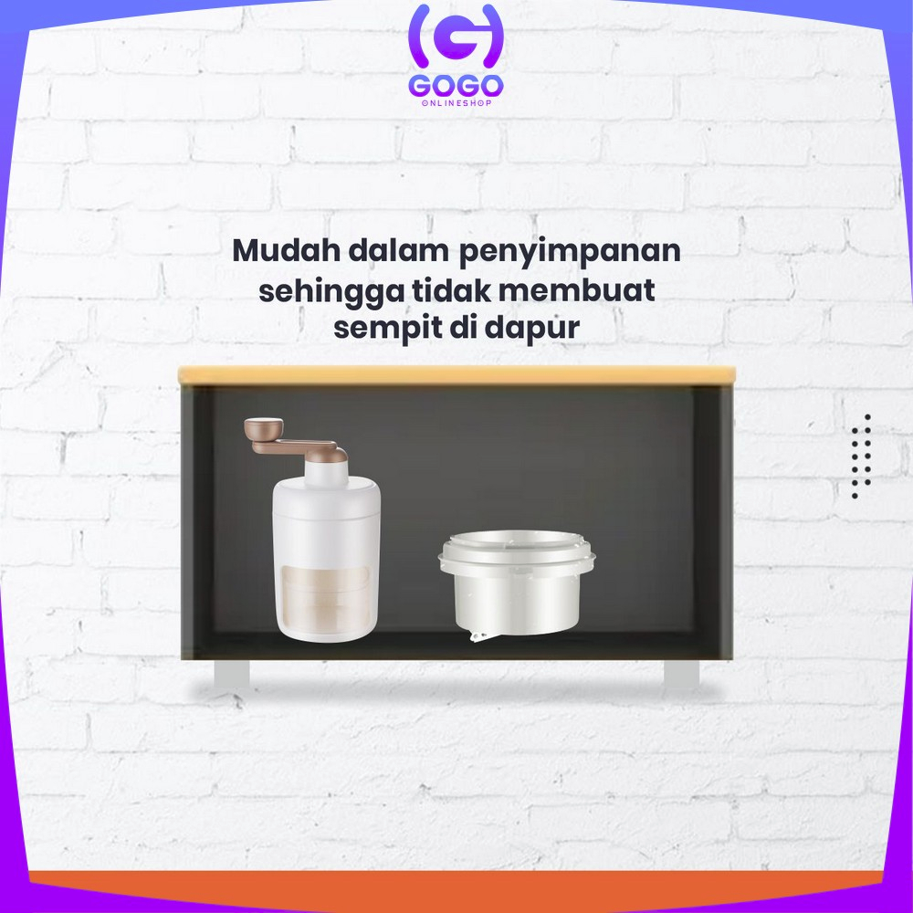 GOGO-C894 Alat Serut Es Batu Manual Putar Ice Crusher / Mesin Portable Serutan Es Batu Penghancur Es Perlengkapan Dapur