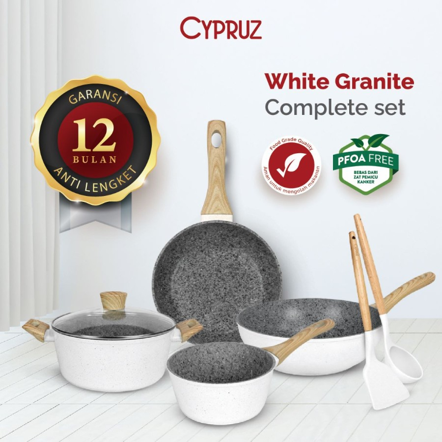 Paket Granite Cookware Complete Set White Granite PI-0913