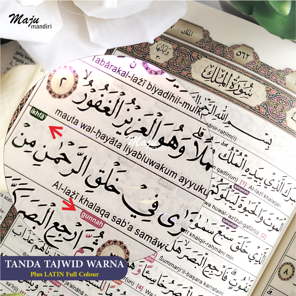 Mushaf Al-Karim Alquran Latin Terjemahan Tajwid Tulis Warna Lengkap 30 Juz Ukuran Sedang A5 Khat Ara