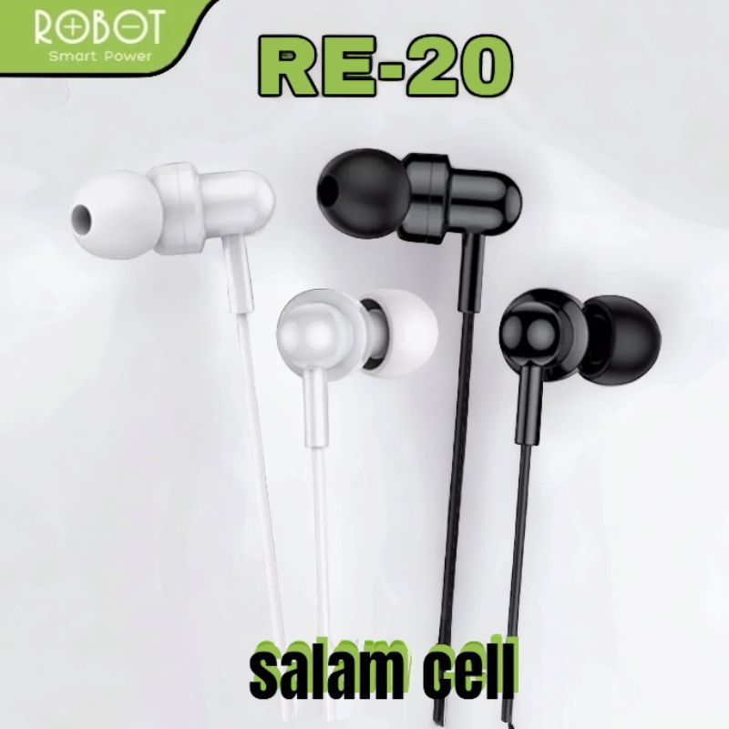 Headset ROBOT RE20 Wired Earphone Bass Smartphone Original Re-20 Garansi 1 Tahun