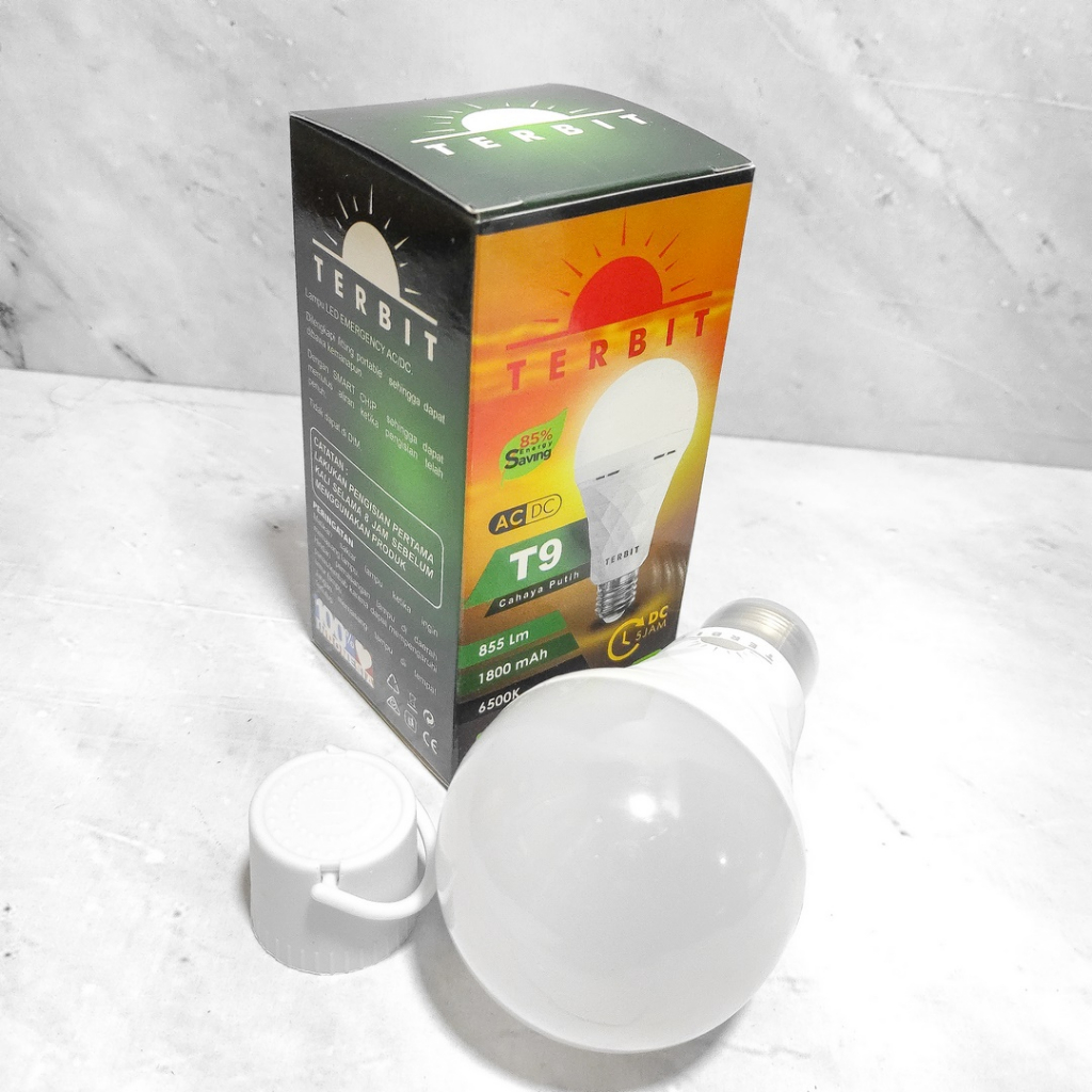 Lampu LED Emergency Terbit Genio A-Bulb Free Fitting Gantung DC 85% Hemat Listrik T9 9watt T12 12watt T18 18watt