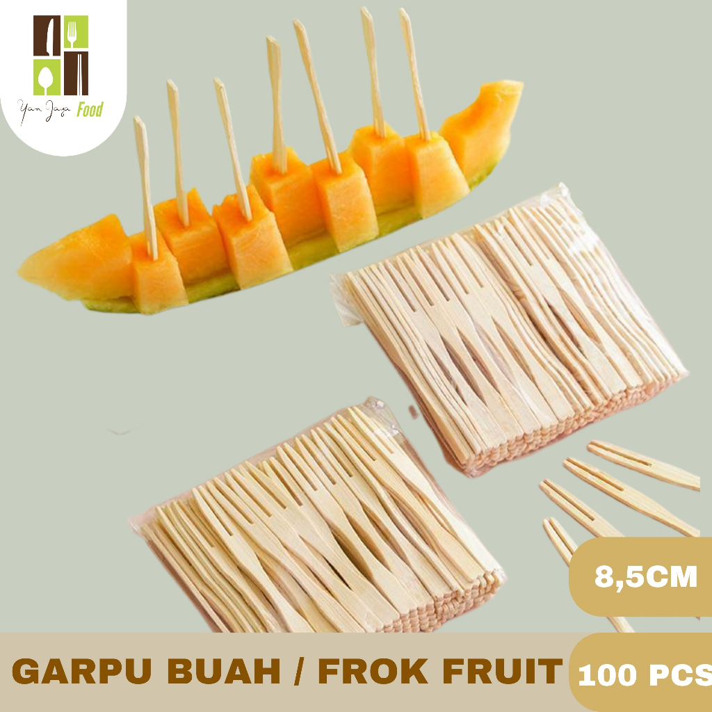 Garpu Buah Bambu / Frok Fruit / Garpu Dimsum / Tusukan Buah / Garpu Kecil 100pcs