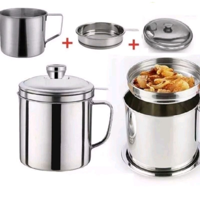 SARINGAN MINYAK GORENG STAINLESS OIL POT SARINGAN STAINLESS CANGKIR SARINGAN MINYAK STAINLESS