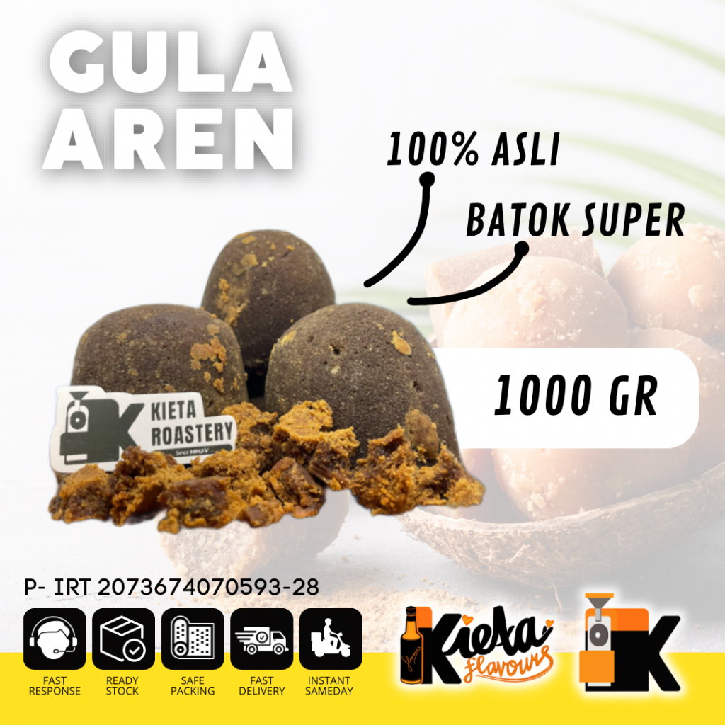 

Kieta Roastery - 100% Gula Aren Asli Super 1kg untuk Kopi Susu/Tubruk/lainnya