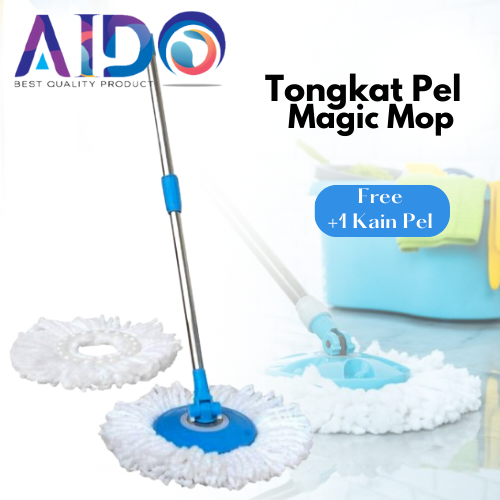 ALAT PEL Tongkat Set Super Mop EXTRA 1 KAIN PEL - Handle Set Super Mop Refill Kain Pel Magic Mop 3903