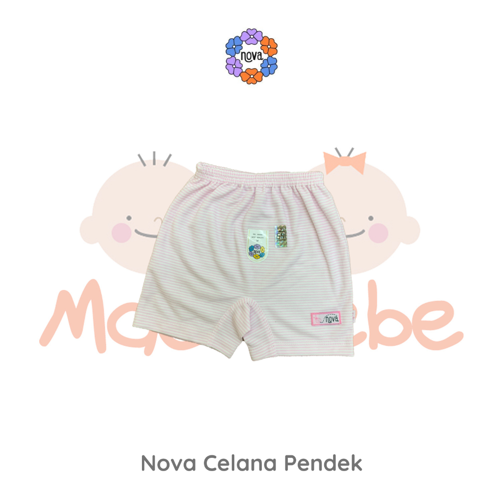 [Size SML] Nova Baby Celana Pendek Salur Celana Bayi Segi Empat