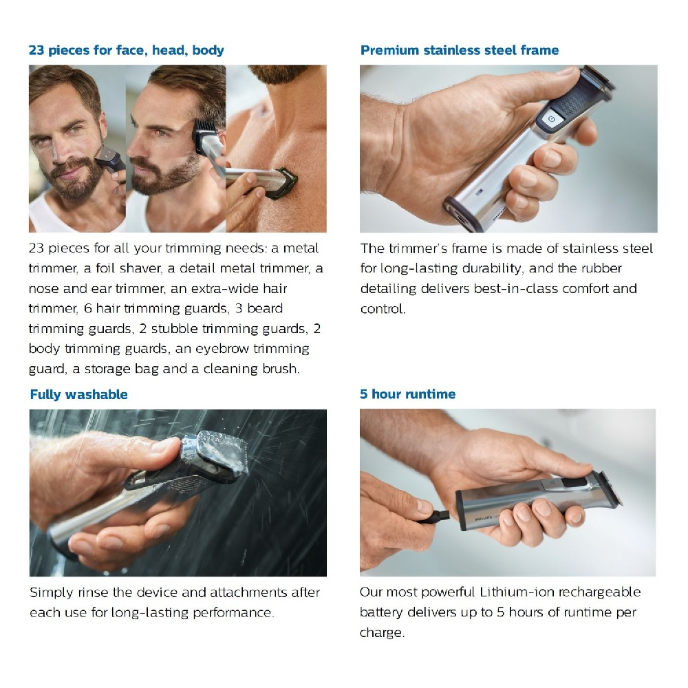 PHILIPS MG7770 - Multigroom 7000 - Alat Cukur Elektrik 23-in-1 - Versi Terbaru dari PHILIPS dengan Set Lengkap