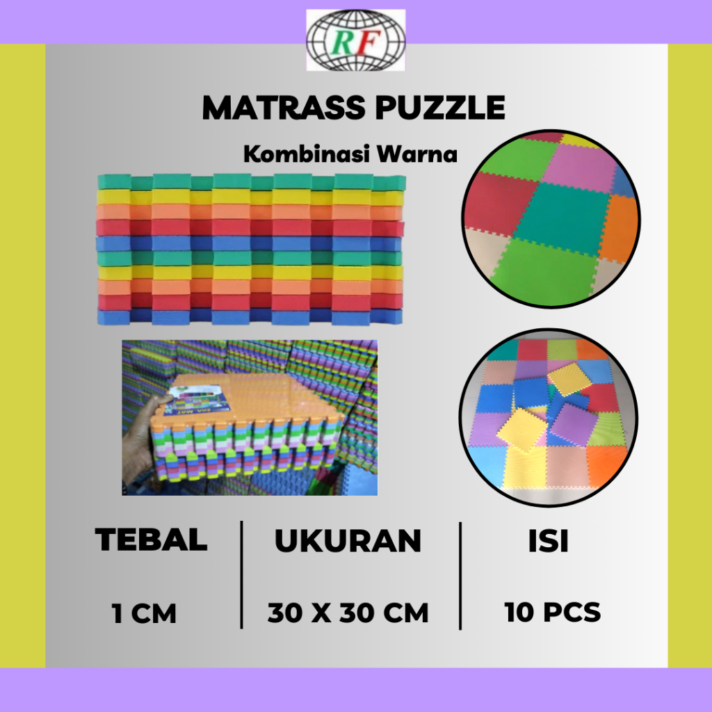 Matras Puzzle Karpet lantai Karpet Puzzle 30x30x1cm Alas Bermain Anak Kombinasi Warna