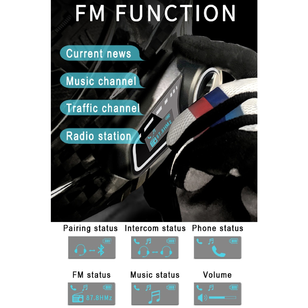 MAXTO M2C - Motorcycle Helmet Bluetooth Intercom - Intercom + Bluetooth Headset Untuk Pengendara Motor - Bisa Terkoneksi hingga 6 Intercom Sekaligus