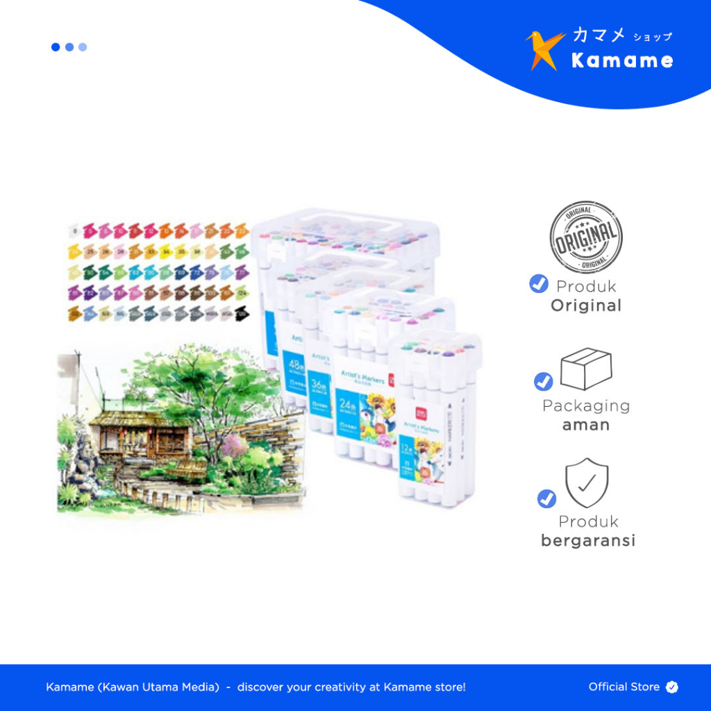 

Deli Sketch Marker - Color Water-based Double Tip Marker Spidol 12/36/48/60-70804 - Kamame